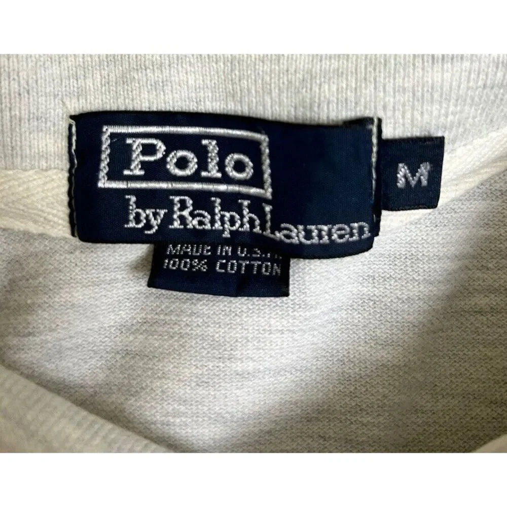 Vintage Polo Ralph Single Stitch Men's Polo Shirt Light Gray USA MADE Oversized‎